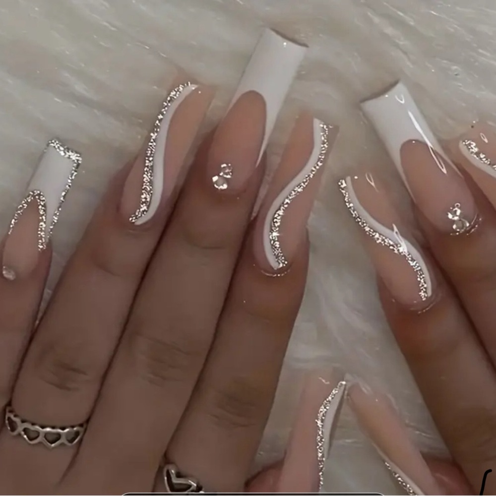 24pcs White French Tip Nails